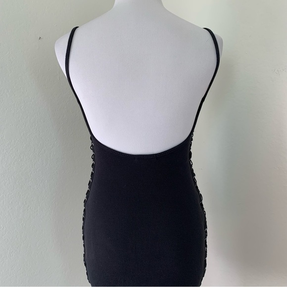 Silence + Noise Side Lace Ribbed Tank Dress Size Small Black - Picture 13 of 14
